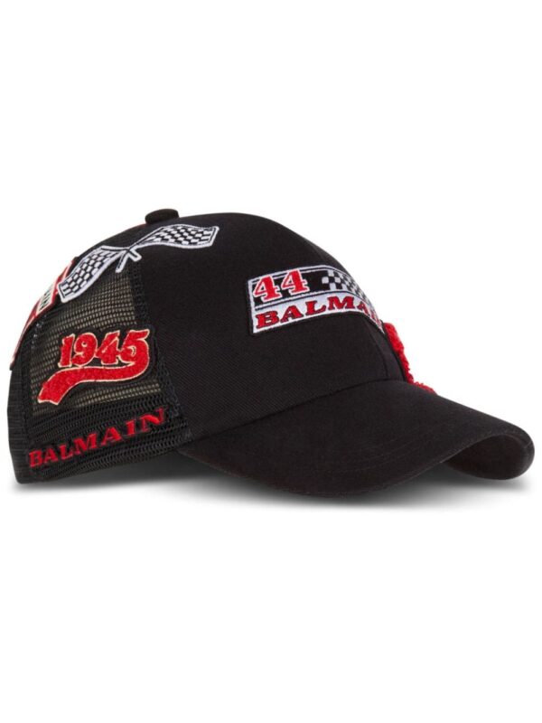 Balmain logo-appliqué racing cotton cap