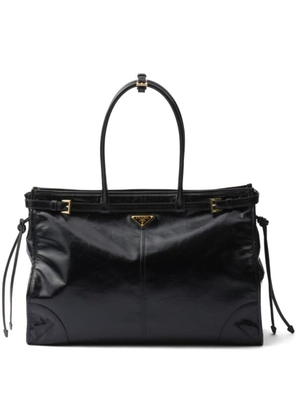 Prada large triangle-logo leather handbag