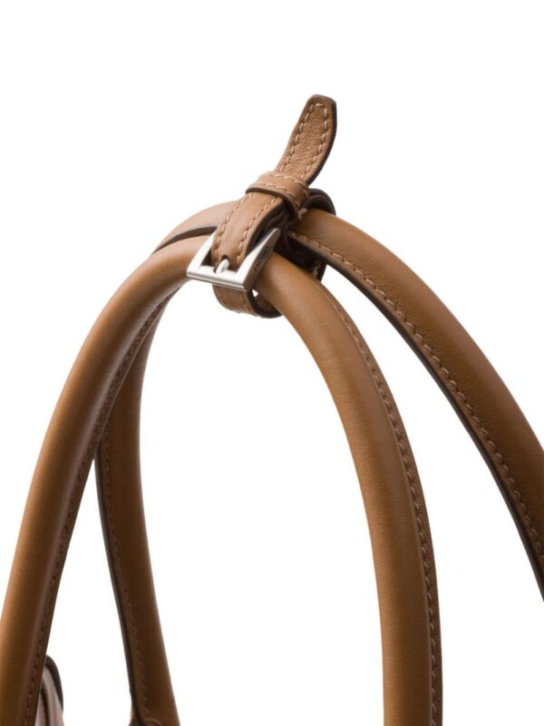 Prada buckle leather handbag with double belt - Image 5