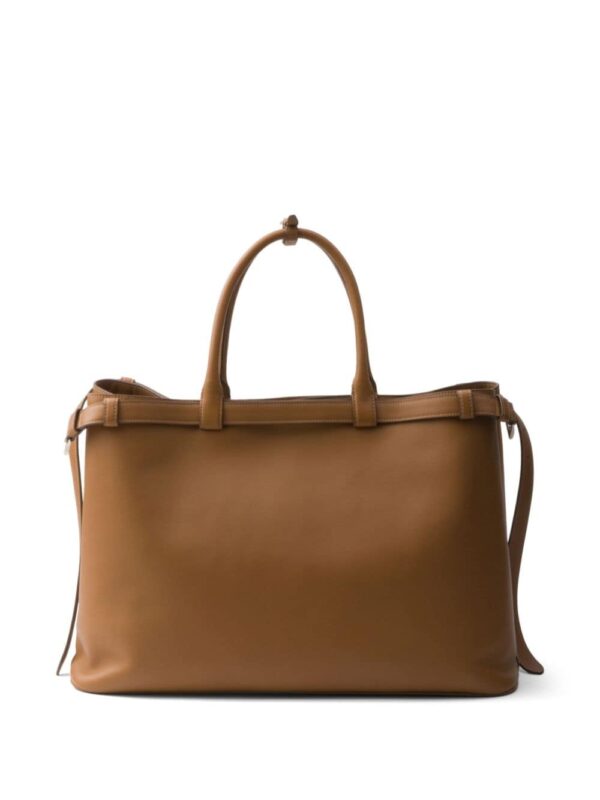 Prada buckle leather handbag with double belt - Image 2