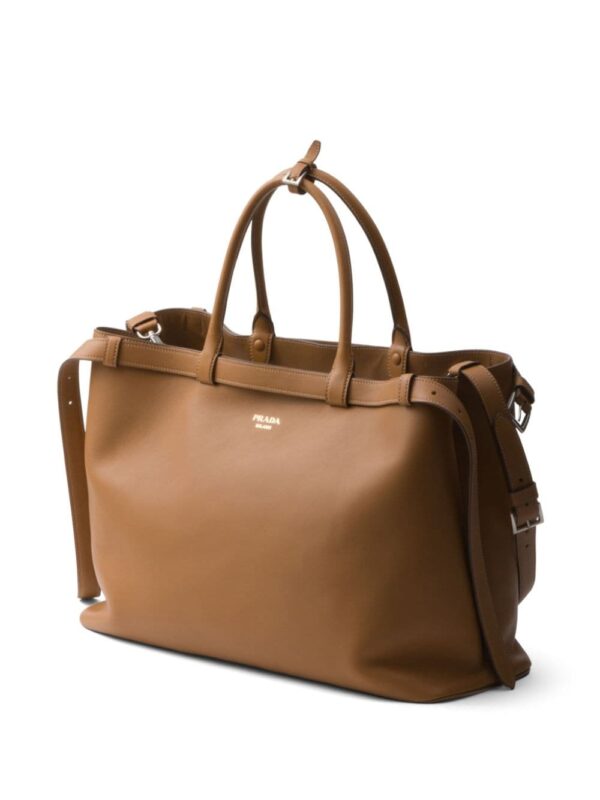 Prada buckle leather handbag with double belt - Image 3