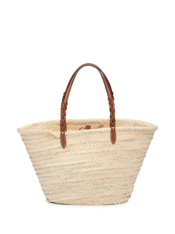 Prada logo-patch raffia tote bag - Image 2