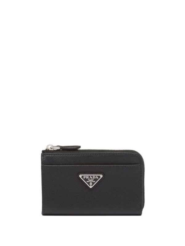 Prada triangle-logo leather keychain