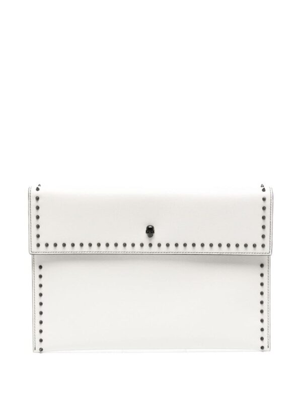 Alexander McQueen skull-stud leather clutch