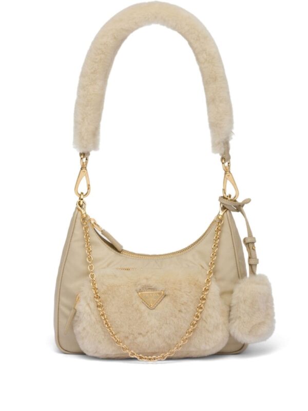 Prada shearling-panelling shoulder bag