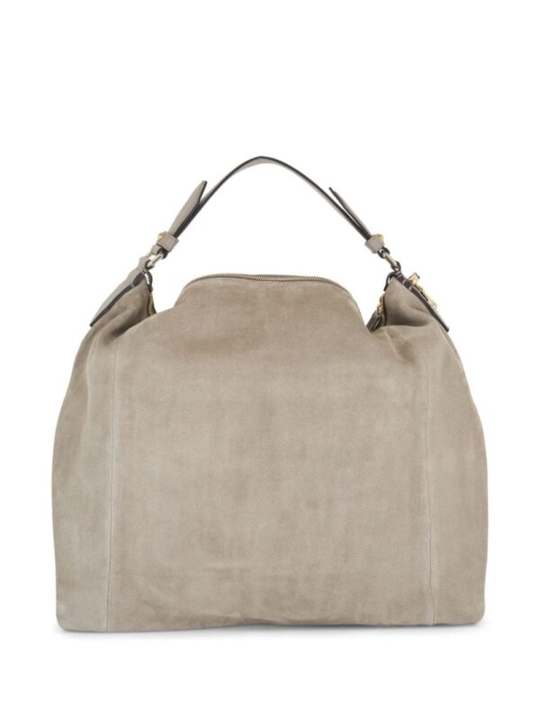 Jimmy Choo logo patch suede handbag