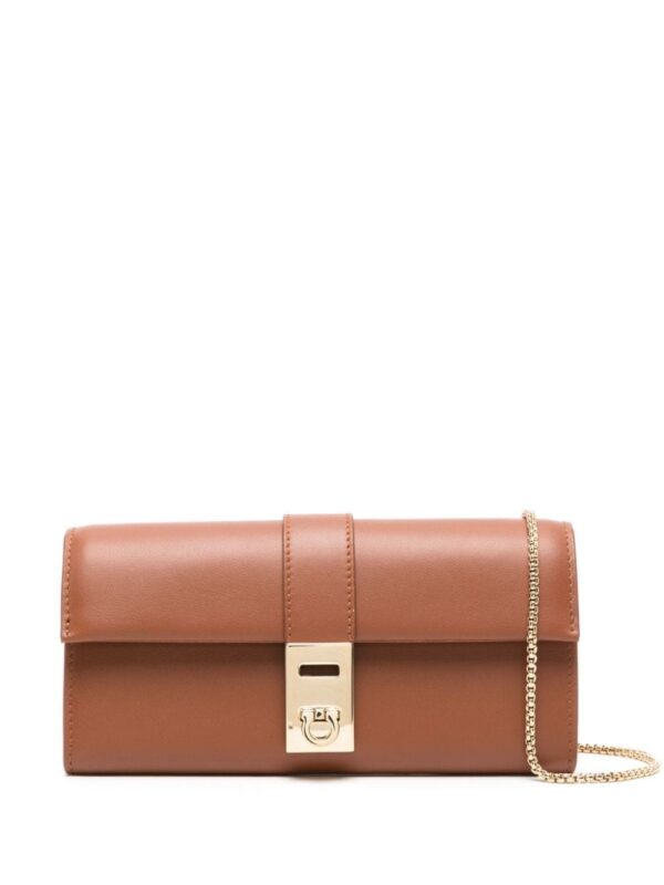 Ferragamo Gancini leather clutch bag