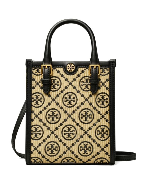 Tory Burch mini T Monogram raffia bag