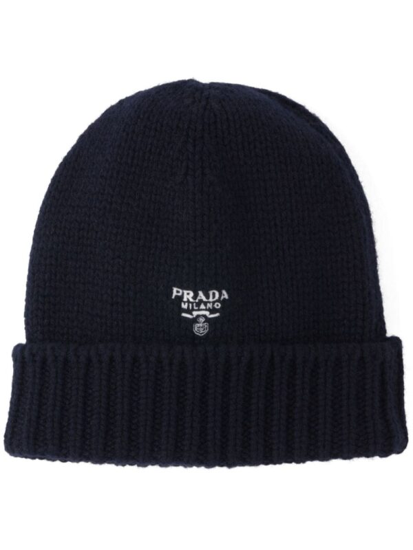 Prada logo-embroidered cashmere beanie
