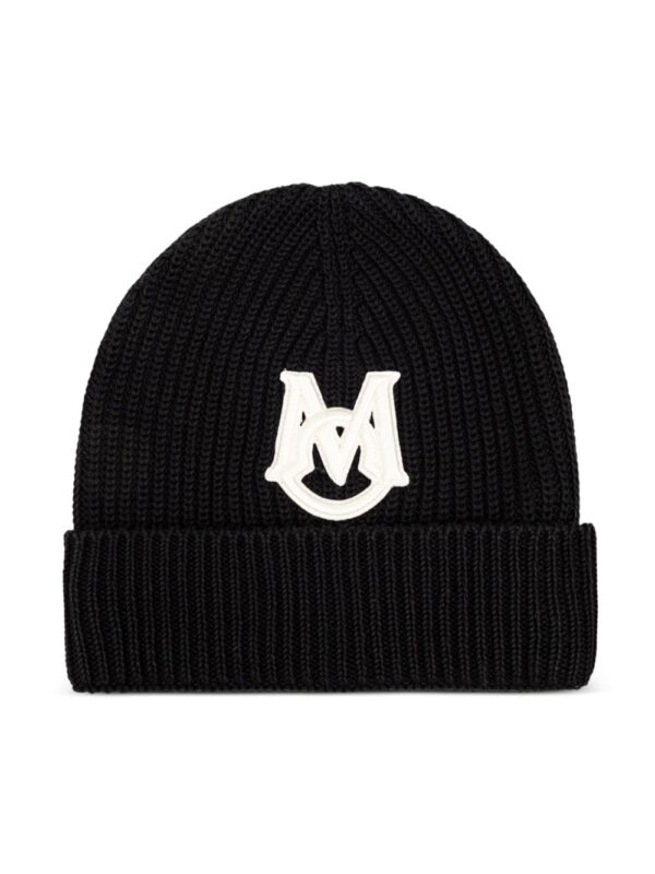 Moncler logo-appliqué ribbed-knit beanie - Image 2