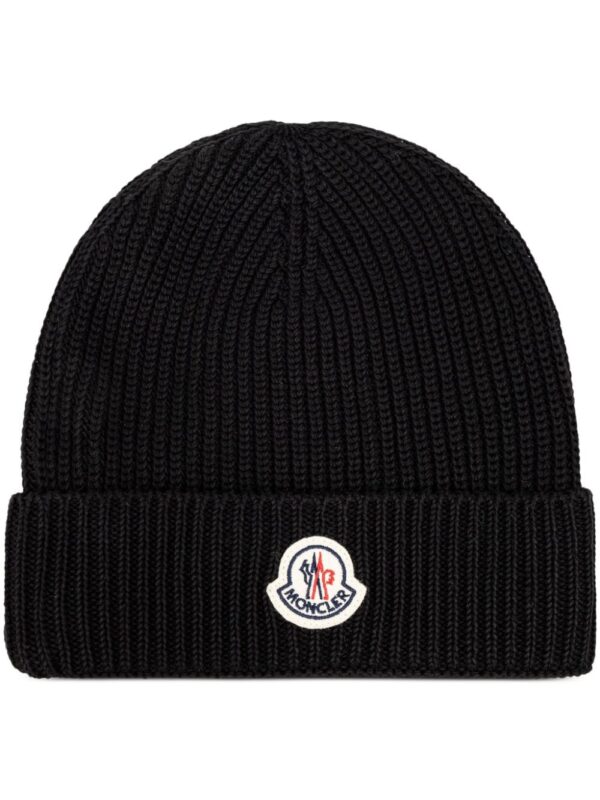 Moncler logo-appliqué ribbed-knit beanie
