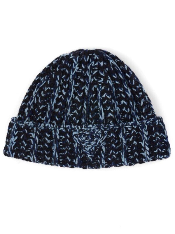 Prada logo-triangle ribbed-knit beanie