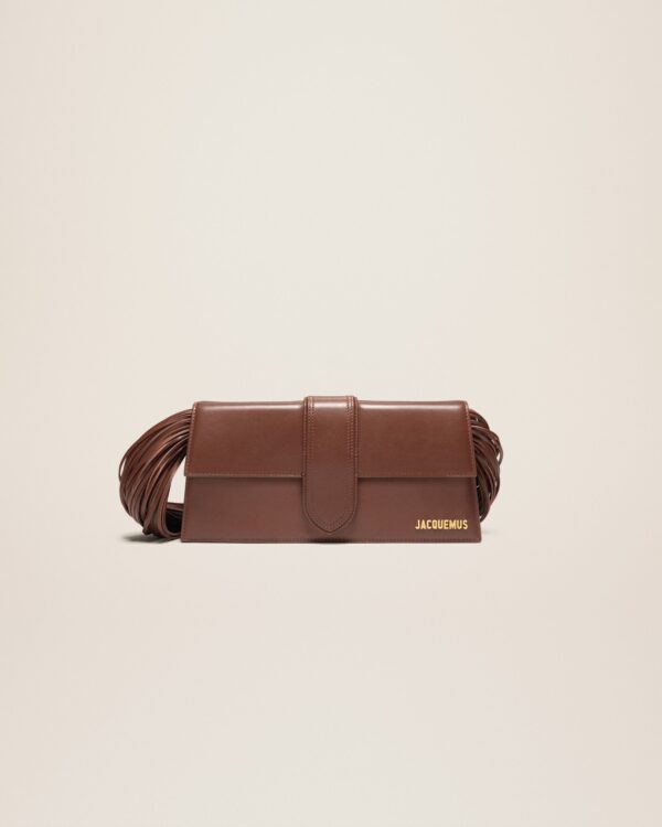 Jacquemus Le Bambino long Ficiu  Strand strap flap bag.