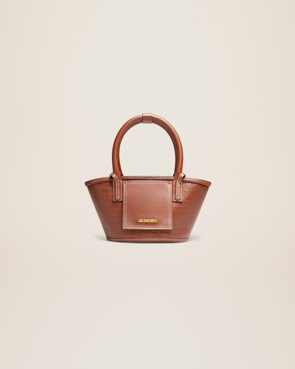 Jacquemus Le petit panier Soli cuir  Mini leather beach basket bag.