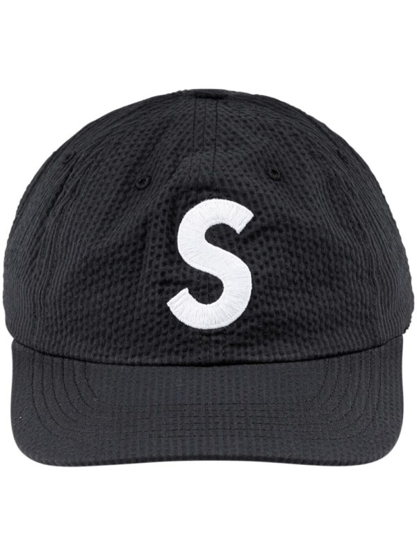 Supreme logo-embroidered seersucker baseball cap