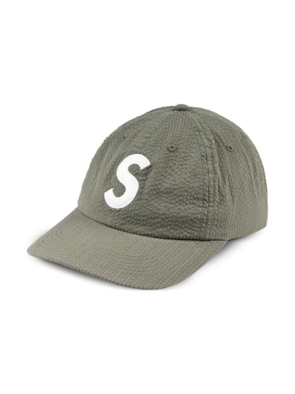 Supreme logo-embroidered seersucker baseball cap - Image 3