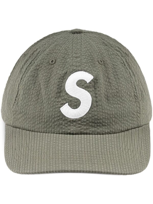 Supreme logo-embroidered seersucker baseball cap