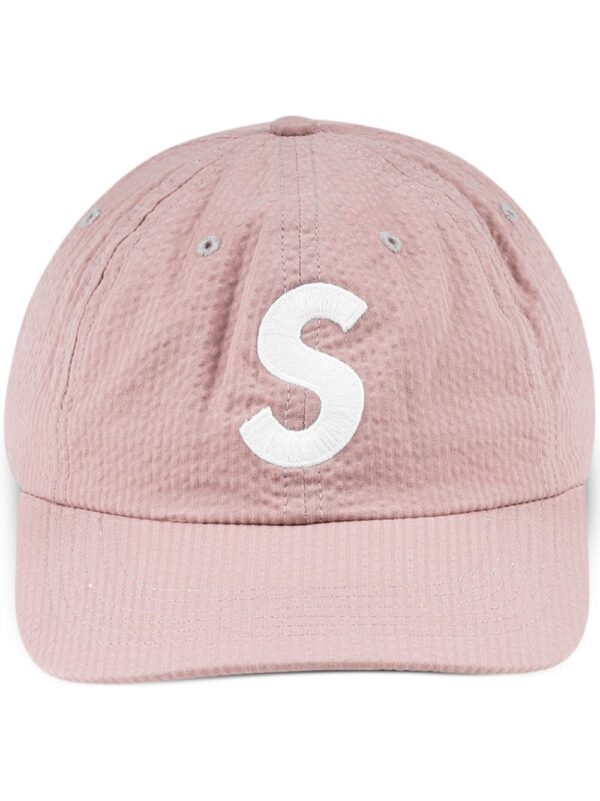 Supreme logo-embroidered seersucker baseball cap