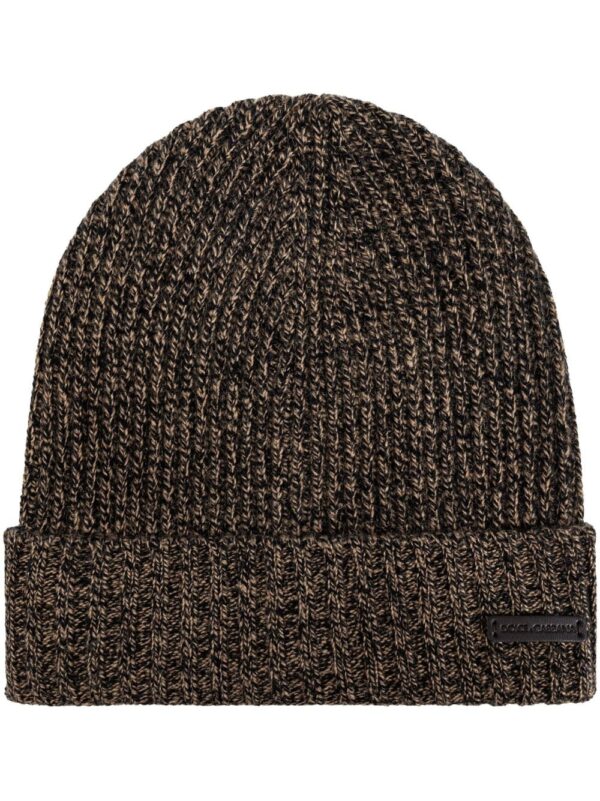 Dolce & Gabbana logo-patch ribbed-knit beanie