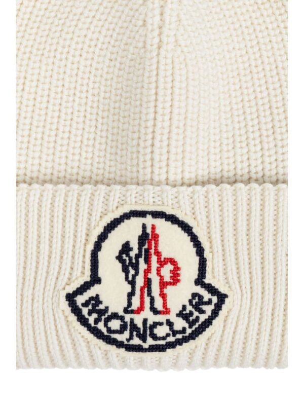 Moncler logo-patch wool beanie hat - Image 4