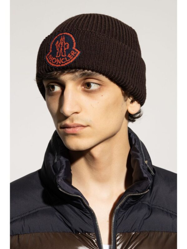 Moncler logo-patch wool beanie - Image 2