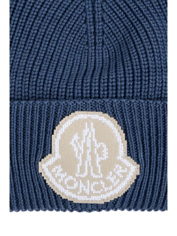 Moncler logo-patch virgin-wool beanie hat - Image 4