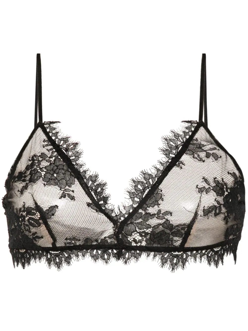 Semicouture scallop-edge lace bra