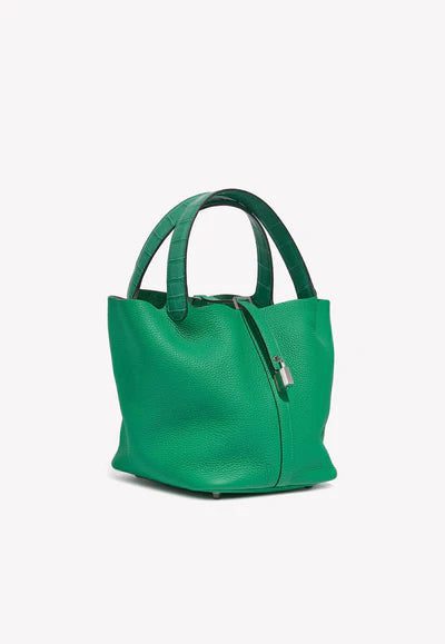 Hermès Picotin Touch 22 MM in Menthe and Vert Jade Clemence and Matte Alligator bag - Image 2