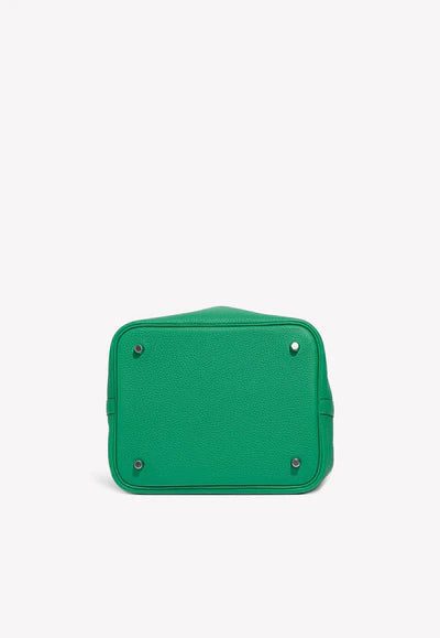 Hermès Picotin Touch 22 MM in Menthe and Vert Jade Clemence and Matte Alligator bag - Image 4