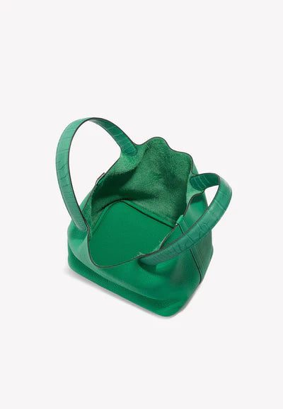 Hermès Picotin Touch 22 MM in Menthe and Vert Jade Clemence and Matte Alligator bag - Image 5
