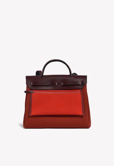 Hermès Herbag 31 in Cuivre Toile and Rouge Sellier Vache Hunter Leather with Palladium Hardware bag - Image 3