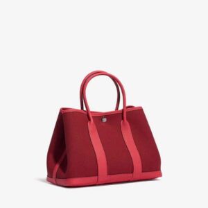 Hermès Garden Party 30 in Rouge Grenat Toile and Bougainvillea Negonda with Palladium Hardware bag