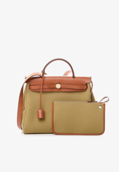 Hermès Herbag 39 in Ginger and Naturel Vache Hunter and Toile bag - Image 2