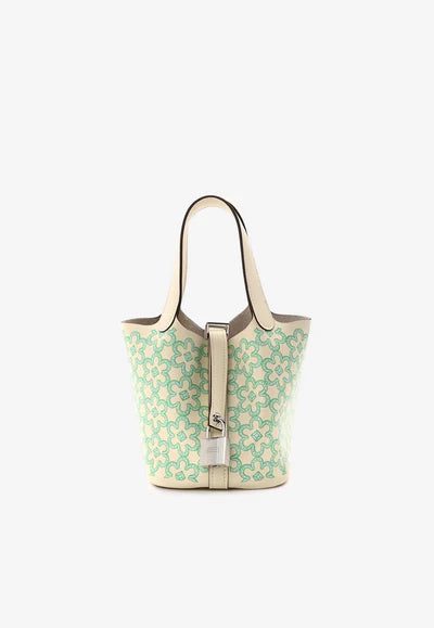 Hermès Micro Lucky Daisy Picotin in Nata and Vert Swift with Palladium Hardware bag