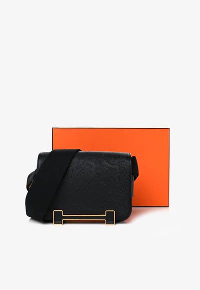 Hermès Geta Shoulder Bag in Black Chèvre Mysore with Gold Hardware bag - Image 2