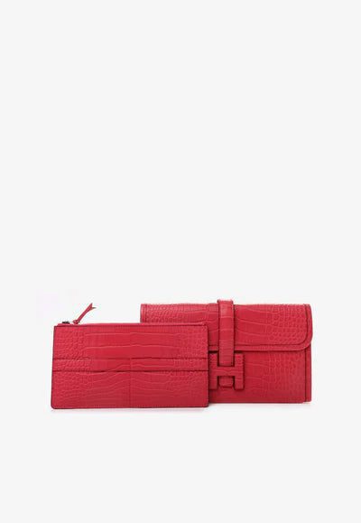 Hermès Jige Duo Clutch in Framboise Matte Alligator bag - Image 4