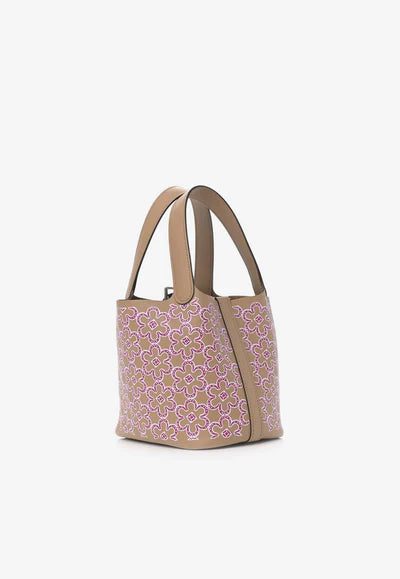 Hermès Micro Lucky Daisy Picotin in Chai / Rose / White Swift with Palladium Hardware bag - Image 2