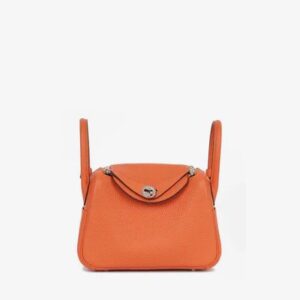 Hermès Mini Lindy 20 in Feu Clemence Leather with Palladium Hardware bag