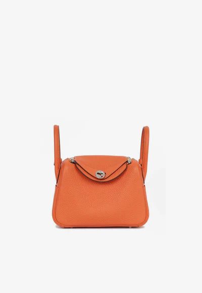 Hermès Mini Lindy 20 in Feu Clemence Leather with Palladium Hardware bag