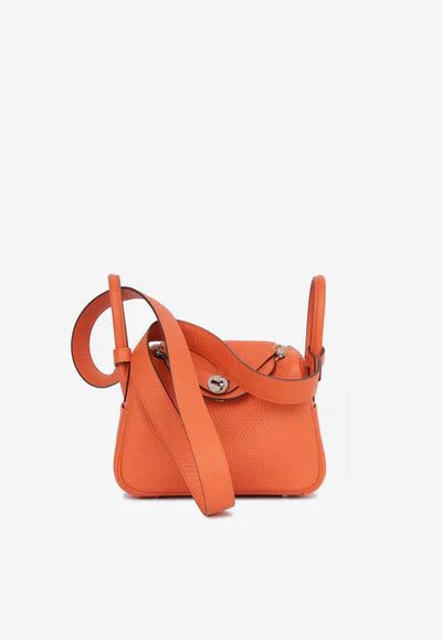 Hermès Mini Lindy 20 in Feu Clemence Leather with Palladium Hardware bag - Image 4