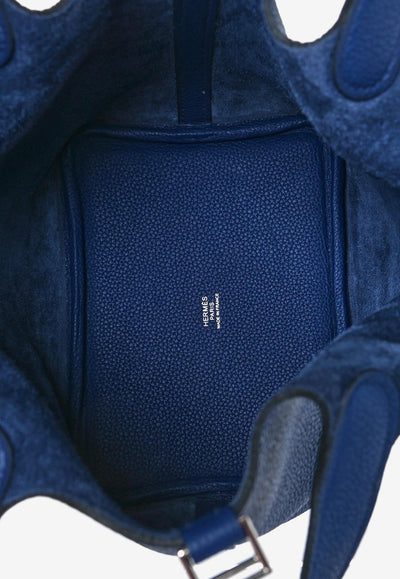 Hermès Picotin Lock 18 in Bleu Saphir Taurillon Clemence with Palladium Hardware bag - Image 4