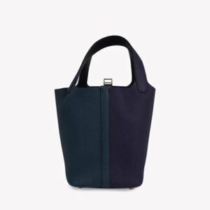 Hermès Picotin Lock 18 Tote in Vert Cypress, Blue Nuit and Black Clemence with Gold Hardware bag