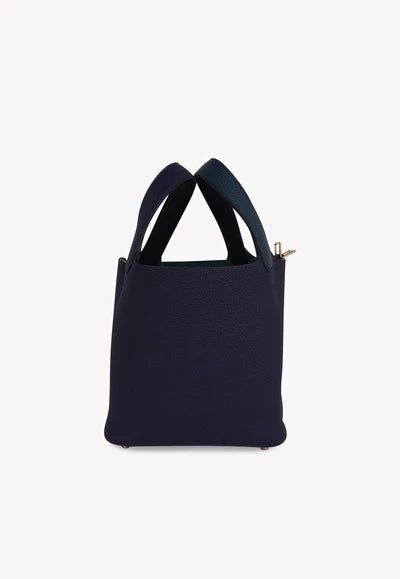 Hermès Picotin Lock 18 Tote in Vert Cypress, Blue Nuit and Black Clemence with Gold Hardware bag - Image 5