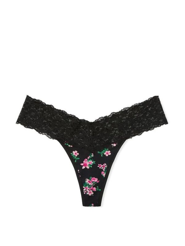 Victoria's Secret  Lace-Waist Cotton Thong Panty - Image 2