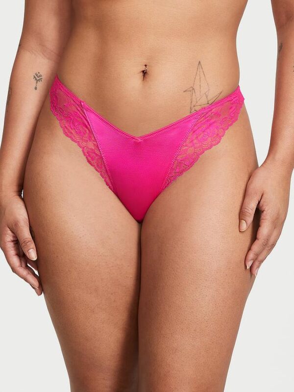 Victoria's Secret Lace-Trim High-Leg Thong Panty