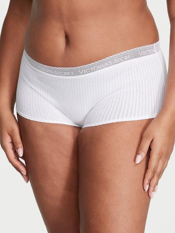 Victoria's Secret Logo Cotton Lace-Waist Boyshort Panty