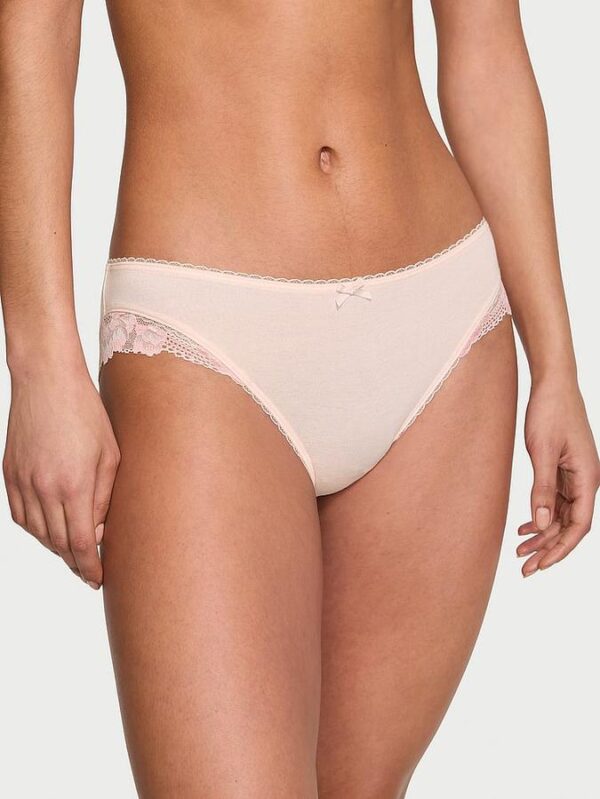 Victoria's Secret Stretch Cotton Lace-Trim Bikini Panty