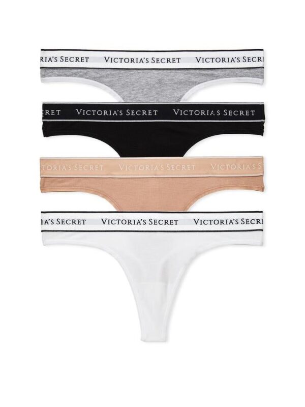 Victoria's Secret Logo Cotton Thong Panty Pack
