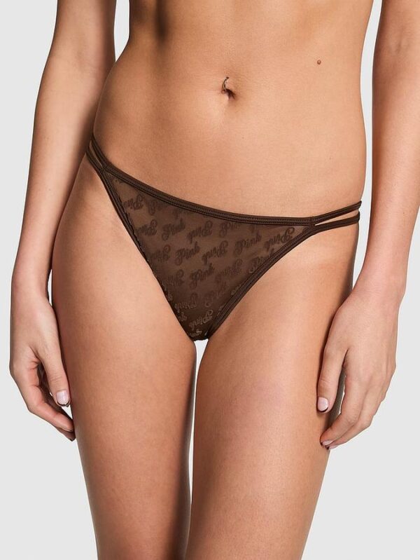 Victoria's Secret Logo Mesh Strappy Cheeky Panty