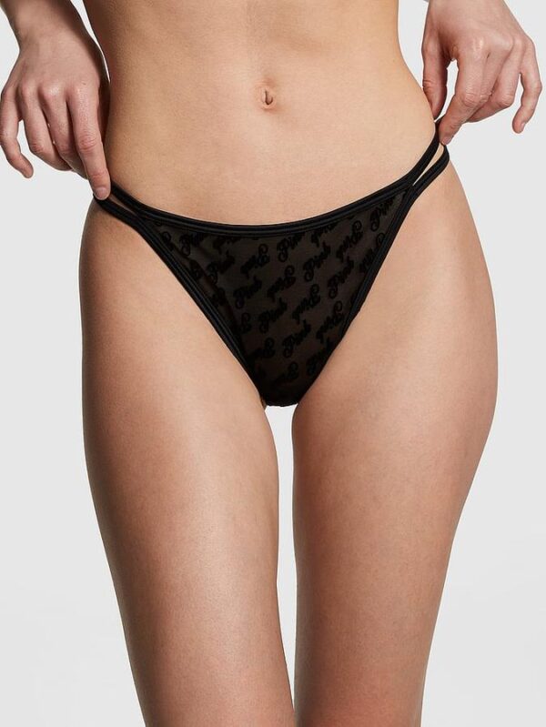 Victoria's Secret Logo Mesh Strappy Thong Panty